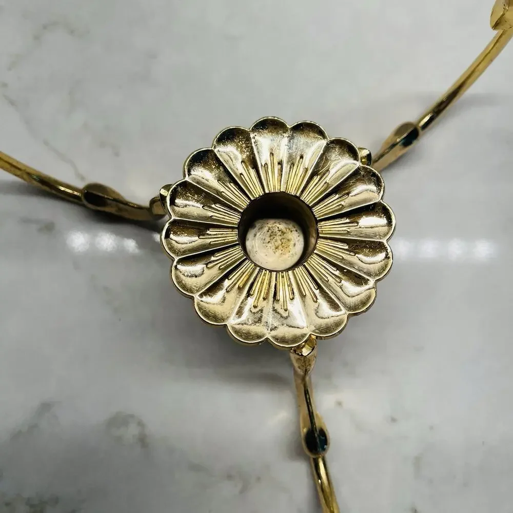 PartyLite Versailles Brass Taper candle Holder for hurricanes, vintage, decor.